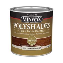 Minwax PolyShades Semi-Transparent Satin American Chestnut Stain/Polyurethane Finish 1/2 pt