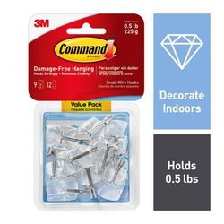 3M Command Small Plastic Wire Hooks 1.625 in. L 9 pk