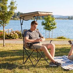 QuikChair Taupe Canopy Folding Quad Chair