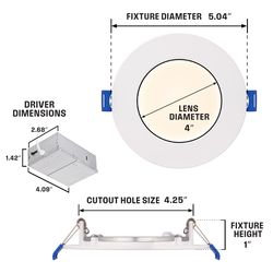 Westinghouse White 5-1/8 in. W Canless Recessed Downlight 10 W