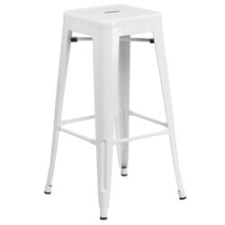 Flash Furniture 1 pc White Galvanized Steel Industrial Bar Stool