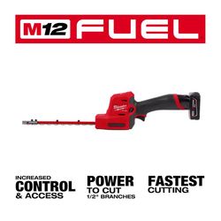Milwaukee M12 FUEL 2533-21 8 in. 12 V Battery Hedge Trimmer Kit (Battery &amp; Charger)