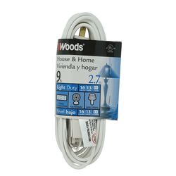Woods Indoor 9 ft. L White Triple Outlet Cord 16/2 SPT-2