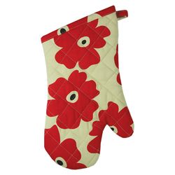 Mu Kitchen Multi-Colored Red Poppies Cotton Oven Mitt