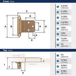 Amerock 2-15/79 in. W X 2-3/4 in. L Champagne Bronze Brown Steel Inset Hinge 2 pk