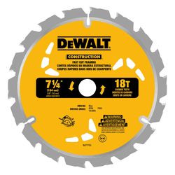 DEWALT 7-1/4 in. D X 5/8 in. Carbide Circular Saw Blade 18 teeth 1 pk