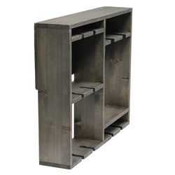 Elegant Designs Bartow 16.4 in. H X 19.7 in. L Rustic Gray Wood Wine Rack Shelf with Glass Holder