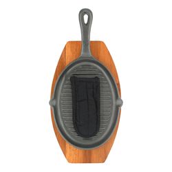 Mr. Bar-B-Q Cast Iron Fajita Platter Set 1 pk