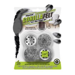 Slipstick GorillaFelt Felt/Plastic Self Adhesive Table/Chair Leg Tip Gray Round 4 pk
