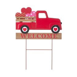 Glitzhome Valentine Welcome Truck Yard Stake Iron/MDF Wood 1 pc