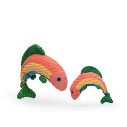HuggleHounds Knottie For Dog Multicolored Plush Rauccous Rainbow Trout Dog Toy Small 1