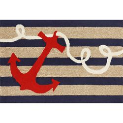 Liora Manne Frontporch 2 ft. W X 3 ft. L Navy Blue Casual Polyester Accent Rug