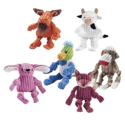 HuggleHounds Wee Huggles For Dog Assorted Moose, Cow, Duck, Bunny, Fox and Sock Monkey Dog Toy 6 pk