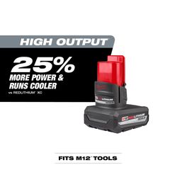 Milwaukee M12 REDLITHIUM XC 5 Ah Lithium-Ion High Output Battery Pack 1 pc