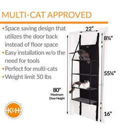 K&H Pet Prodcuts Cat Tree Black/Gray 65 in. H X 22 in. W X 12 in. D