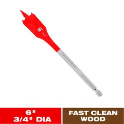Diablo 3/4 in. X 6 in. L High Speed Steel Clean Wood Spade Bit Hex Shank 1 pk