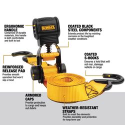 DeWalt 1 in. W X 10 ft. L Ratchet Strap 500 lb 6 pk
