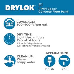 Drylok E1 Semi-Gloss Gray Latex-Based Acrylic Epoxy Blend Epoxy Floor Paint 1 gal