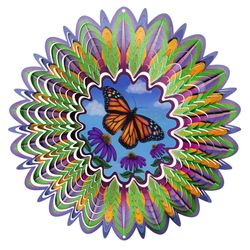 Spinfinity Designs Multi-color Stainless Steel 12 in. Animated Butterfly Large Outdoor Spinner