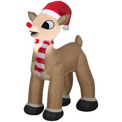 Rudolph Airblown Christmas Inflatable Rudolph the Red-Nosed Reindeer in Santa Hat and Scarf 42 in. I