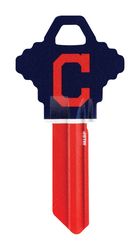 HILLMAN MLB Cleveland Indians House/Office Key Blank 68 Single For Schlage Locks Blue/Red