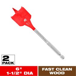 Diablo 1-1/2 in. X 6 in. L High Carbon Steel Clean Wood Spade Bit Hex Shank 2 pk