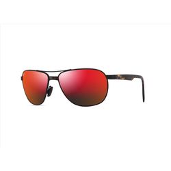 Maui Jim Castles Sunglasses Unisex Matte Black Varnish with Dark Havana Frame Hawaii Lava Lens Polar