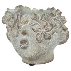 Abbott 4 in. H X 2.5 in. W X 3 in. D Cement Kissing Face Planter Gray