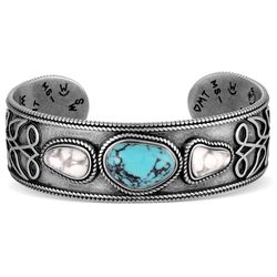 Montana Silversmiths Women's Boot Stitch Turquoise Cuff Bracelet One Size Fits Most