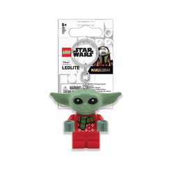 LEGO Star Wars The Mandalorian Plastic Green/Red Grogu Holiday Sweater Keychain w/LED Light