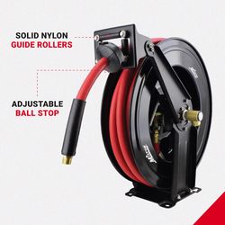 Milton 50 ft. L X 1/2 in. D EPDM Rubber Retractable Air Hose Reel 300 psi Black