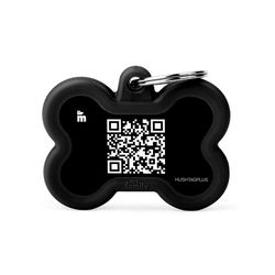 MyFamily Hushtag Plus Black QR Code Bone Aluminum Cat/Dog Pet Tags