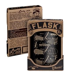 Lucky Jack 8 oz Stainless Steel Golf Club Diagram Hip Flask