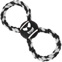 Buckle-Down Marvel Comics For Dog Black/White Nylon Venom Face Icon Tennis Ball Tug Toys 1 pk