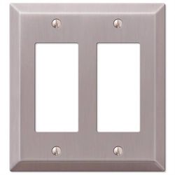 Amerelle Century Brushed Nickel 2 gang Stamped Steel Decorator Wall Plate 1 pk