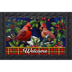 Briarwood Lane 22 in. W X 10 in. L Multi-Color Cardinal and Holly Polyester Door Mat
