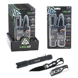 LitezAll 280 lm Black LED Tactical Flashlight AA Battery