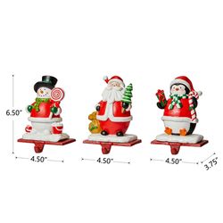 Glitzhome Multicolored Santa/Snowman/Penguin Stocking Holder 6.5 in.