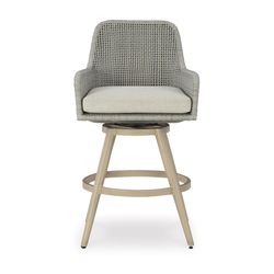 Signature Design by Ashley Seton Creek Brown Aluminum Frame Casual Barstool Gray