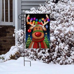 Briarwood Lane Festive Reindeer Garden Flag 18 in. H X 13  L