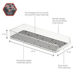 Spectrum Hexa 2 in. H X 6 in. W X 15 in. D Plastic Fridge Bins Storage