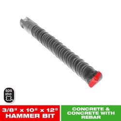Diablo 3/8 in. X 12 in. L Carbide Tipped 2-Cutter Hammer Drill Bit SDS-Plus Shank 1 pk