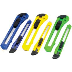 Performance Tool Project Pro Retractable Snap Blade Knife Set Assorted 6 pc