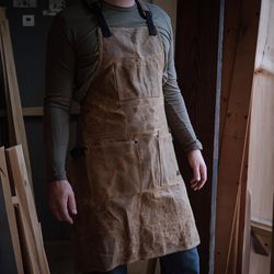 Readywares Heavy Duty 3 pocket Canvas Waxed Shop Apron Tan 1 pk