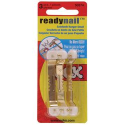 OOK ReadyNail Brass-Plated Sawtooth Picture Hanger 40 lb 3 pk