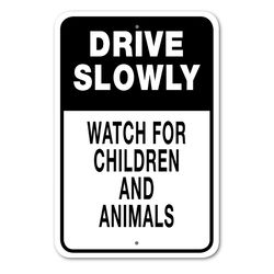 Noble Beasts Graphics English White Safety Sign 18 in. H X 12 in. W