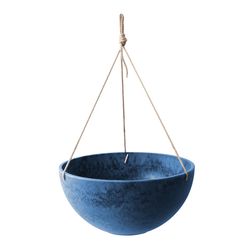 Algreen Acerra 21.7 in. H X 13.8 in. D Plastic Basket Hanging Bowl Planter Blue Marble