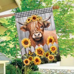 Briarwood Lane Highland Cow House Flag 28 in. W X 40 in. L
