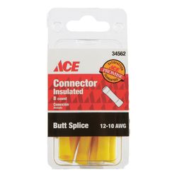 Ace Insulated Wire Butt Connector Yellow 8 pk