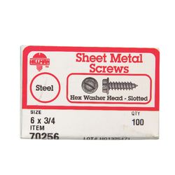 HILLMAN No. 6 Ga. X 3/4 in. L Slotted Hex Washer Head Sheet Metal Screws 100 pk